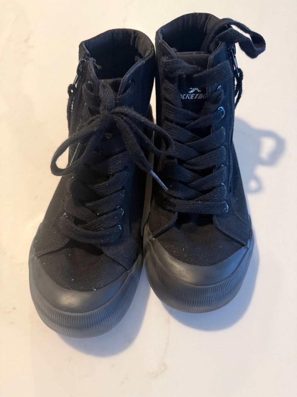 Rocket Dog Black High-Top Canvas Sneakers with Side Zip